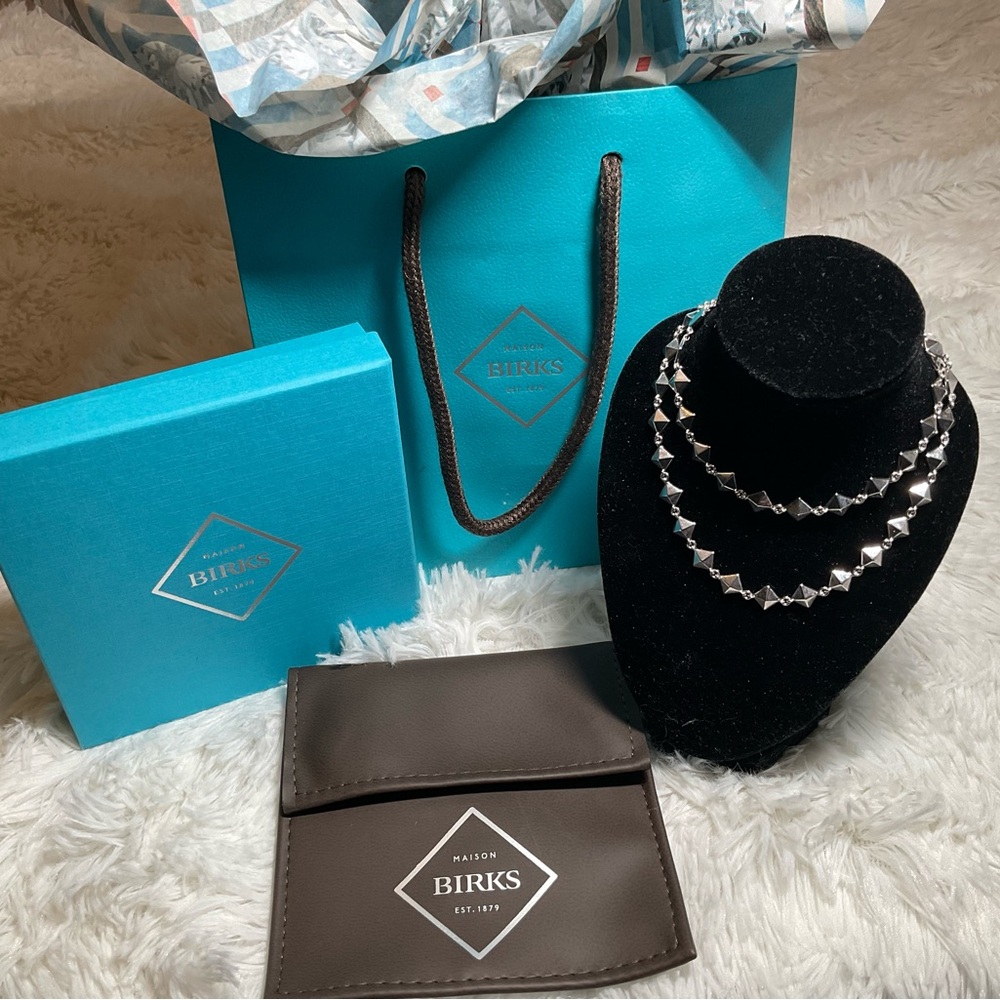 BIRKS Iconic Silver Rock & Pearl Chocker Necklace